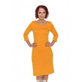 Oranžinė spausto rašto suknelė pusilgėmis rankovėmis  SSMO03